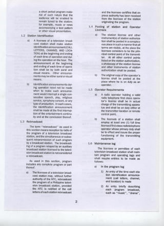 Technical Standards and Operating Requirements for Television