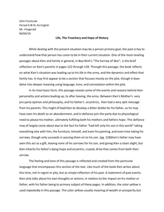 the sorrow of war essay