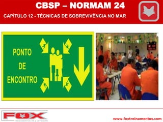 www.foxtreinamentos.com
CBSP – NORMAM 24
CAPÍTULO 12 - TÉCNICAS DE SOBREVIVÊNCIA NO MAR
 