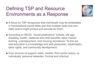 Defining TSP and Resource
Environments as a Response
 A focus on TSP recognizes that individuals may be embedded
in trans...