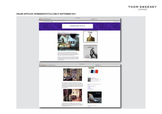 ONLINE ARTICLES: PERMANENTSTYLE.COM 27 SEPTEMBER 2011
 
