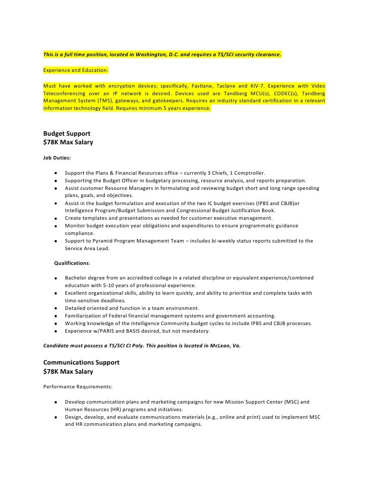TS SCI Positions 4.9.10