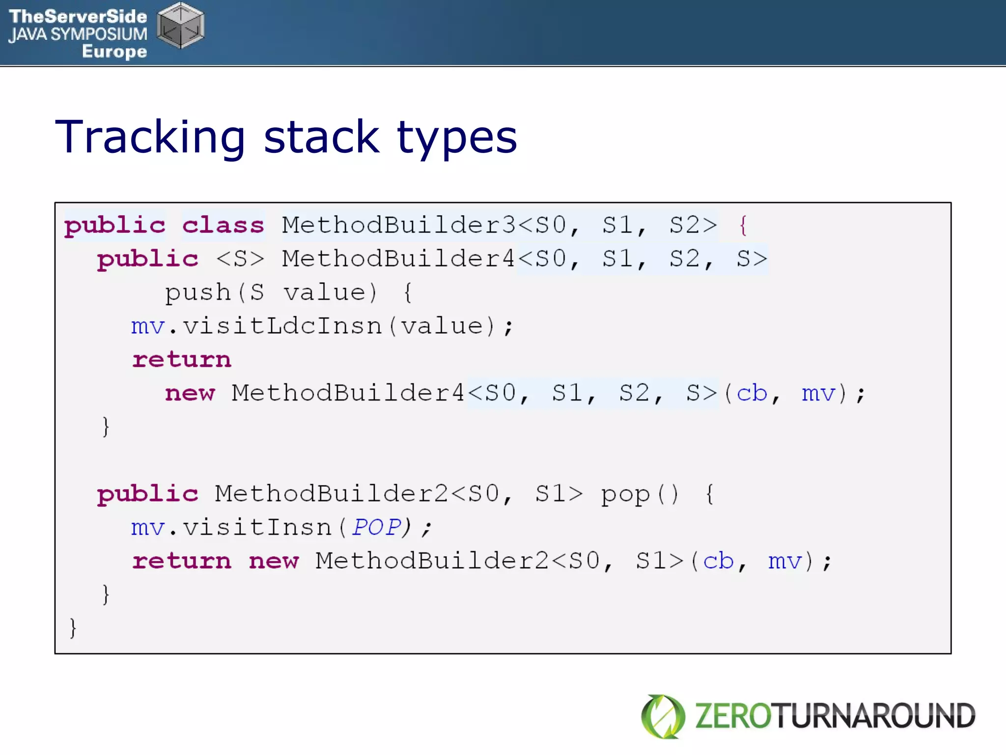 Tracking stack types 