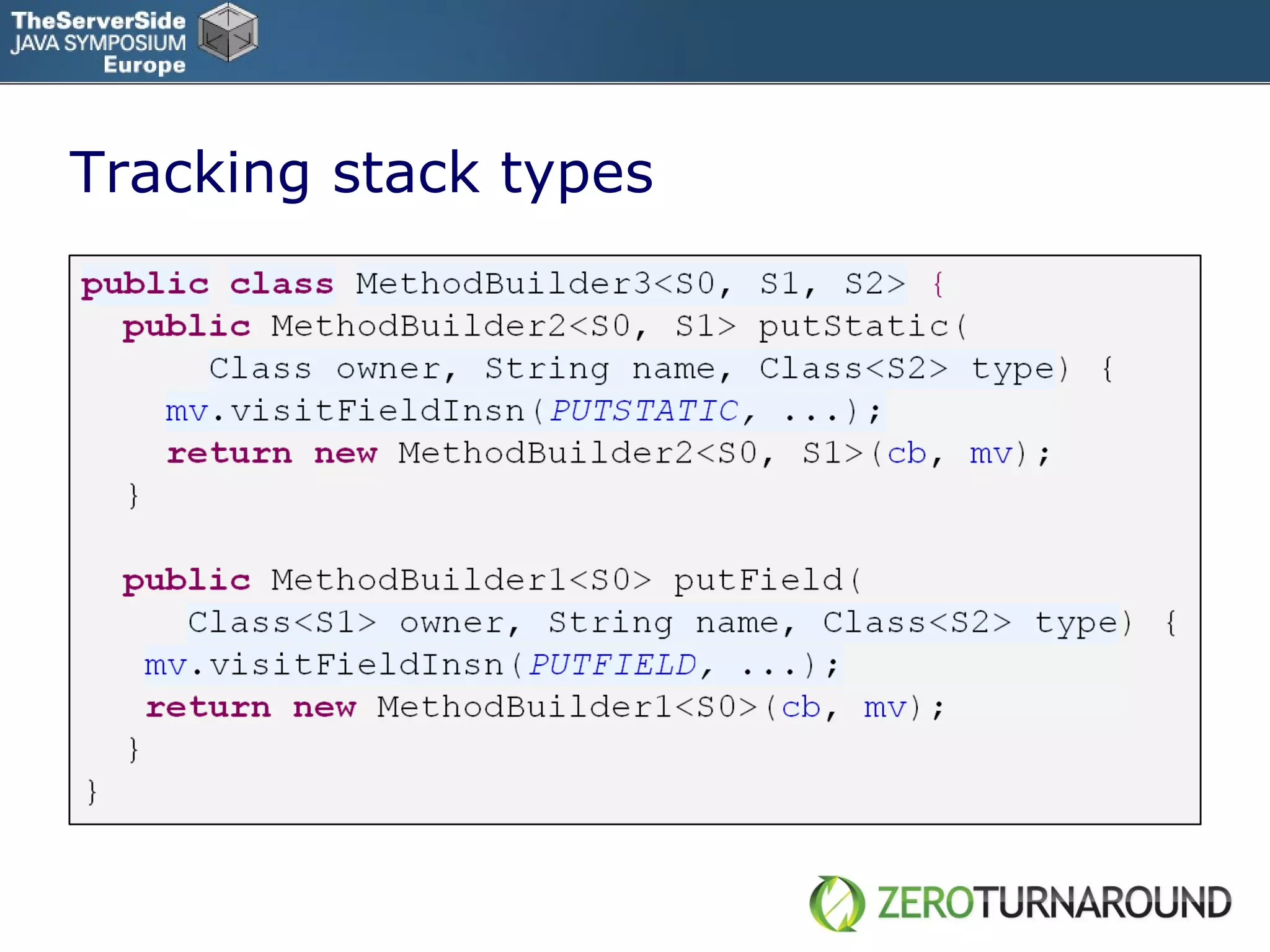 Tracking stack types 