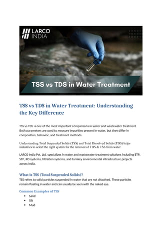 Understanding TSS vs TDS in Water Treatment: Key Differences and ...