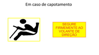 Em caso de capotamento
SEGURE
FIRMEMENTE AO
VOLANTE DE
DIREÇÃO
 