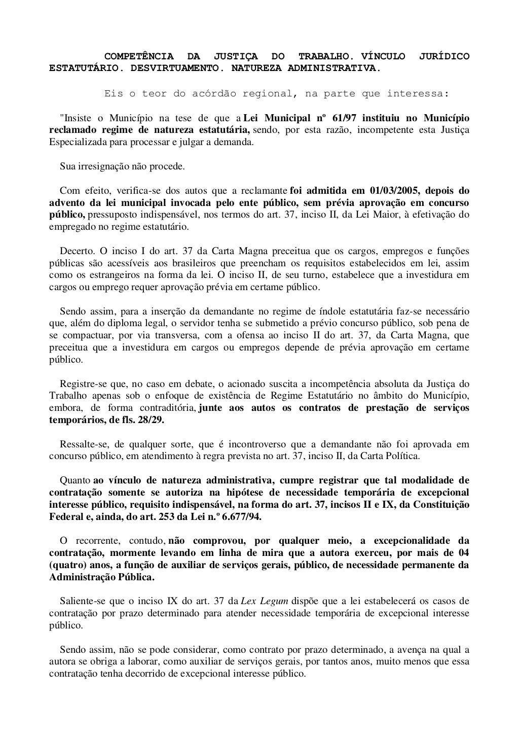TST - Contrato administrativo entre ente público e servidor temporári…
