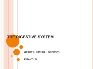THE DIGESTIVE SYSTEM
GRADE 9: NATURAL SCIENCES
PIBANTU S
 