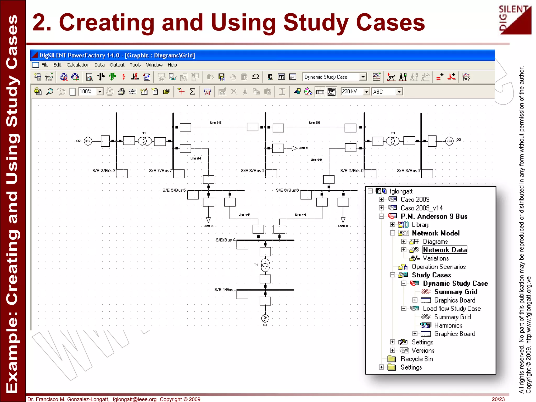 Dr. Francisco M. Gonzalez-Longatt, fglongatt@ieee.org .Copyright © 2009 20/23
Allrightsreserved.Nopartofthispublicationmaybereproducedordistributedinanyformwithoutpermissionoftheauthor.
Copyright©2009.http:www.fglongatt.org.ve
2. Creating and Using Study Cases
 