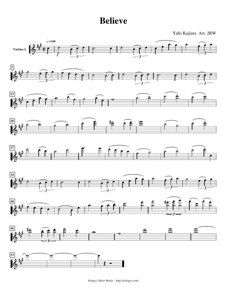 sheet music tsubasa chronicle believe for violins viola and cell yuki kajiura sheet music