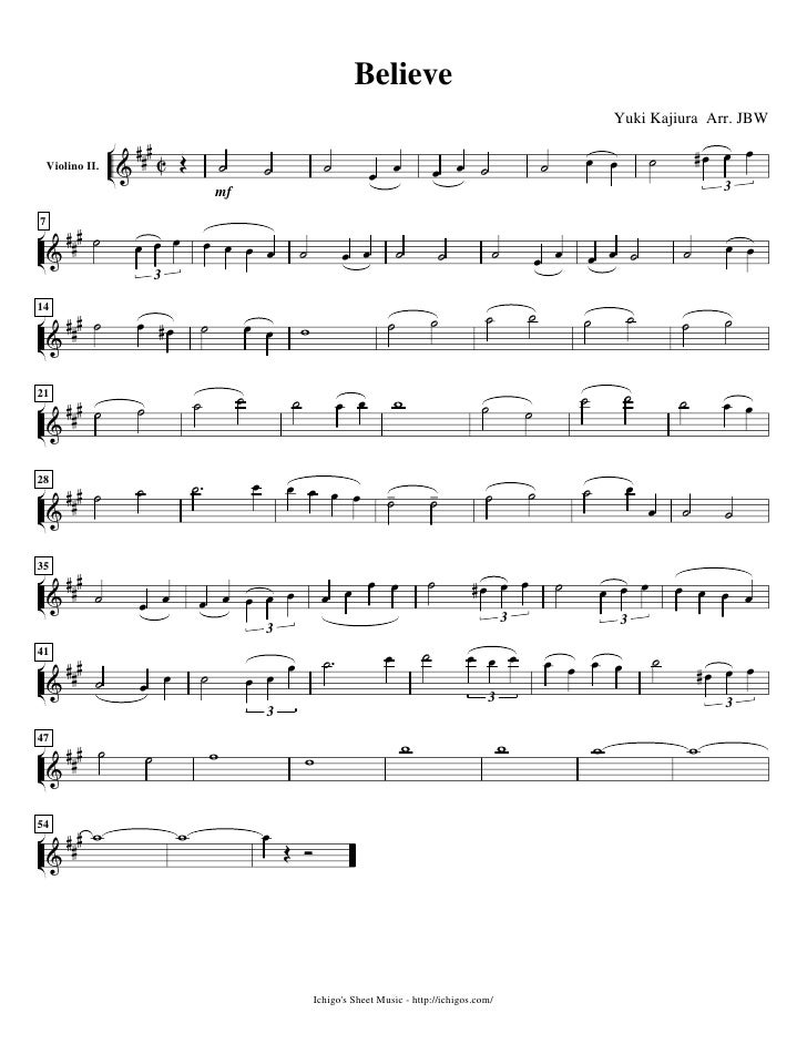 sheet music tsubasa chronicle believe for violins viola and cell yuki kajiura sheet music