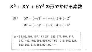 59 = (-7)2
+ (-7) · 2 + 6 · 22
101 = (-5)2
+ (-5) · 4 + 6 · 42