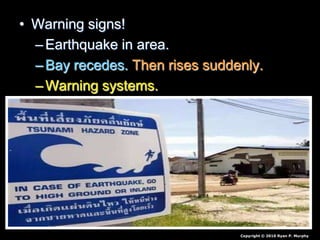 • Warning signs!
–Earthquake in area.
–Bay recedes. Then rises suddenly.
–Warning systems.
Copyright © 2010 Ryan P. Murphy
 