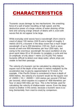 Tsunami wave velocity formula