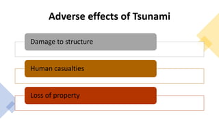 Damage to structure
Human casualties
Loss of property
Adverse effects of Tsunami
 