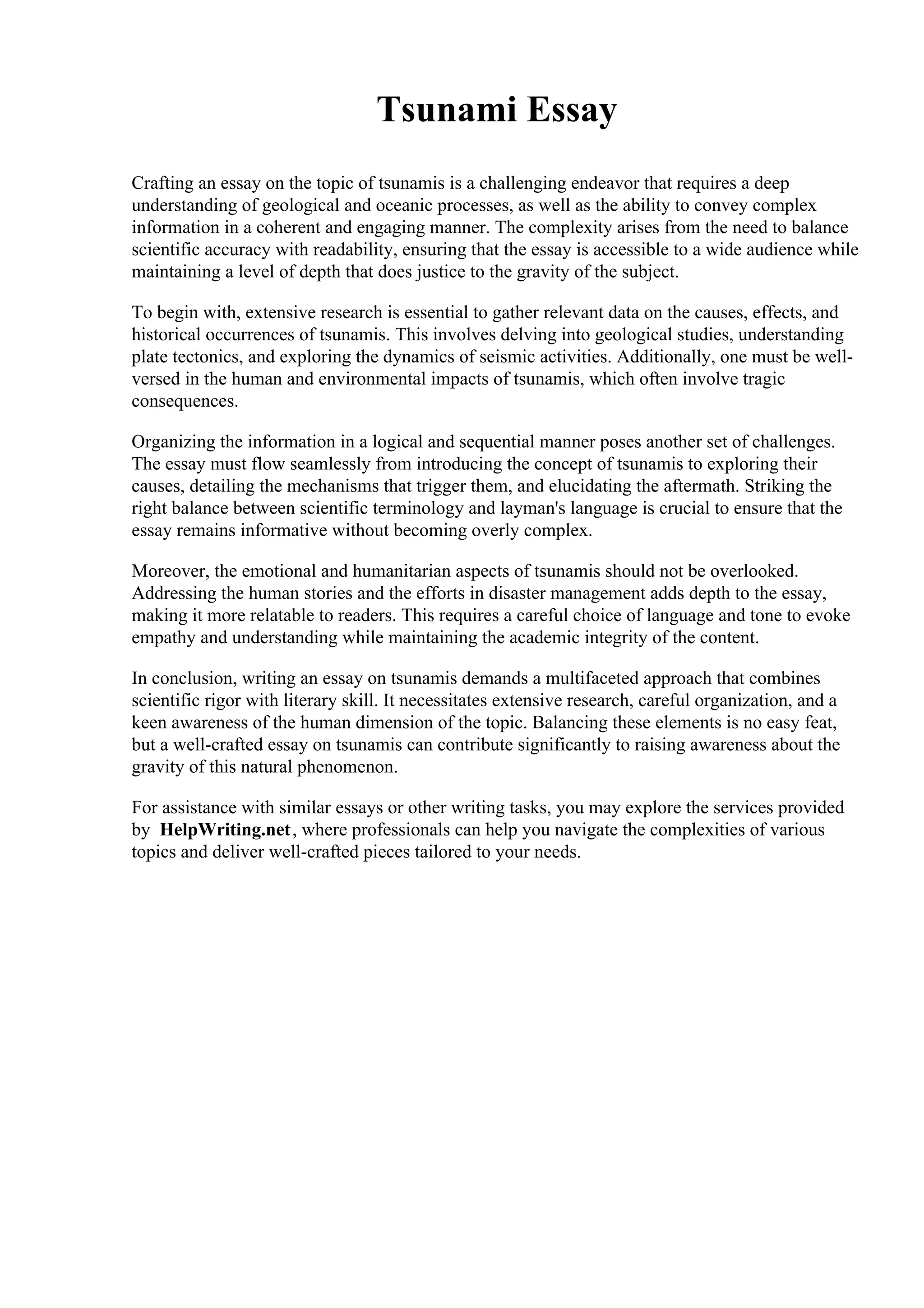 What is tsunami essay