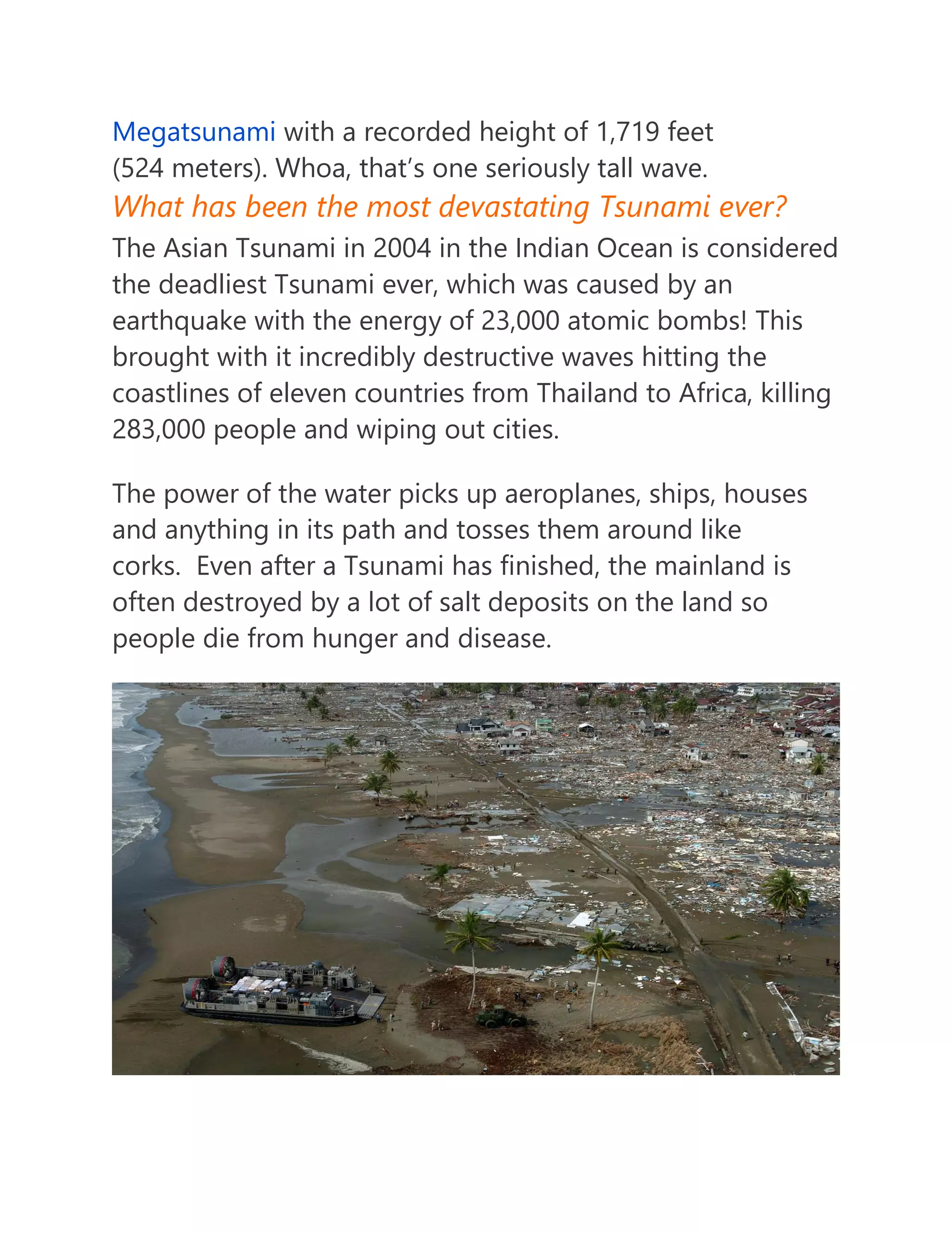 Tsunami wave facts