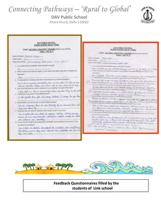 Connecting Pathways – ‘Rural to Global’
             DAV Public School
             Khera Khurd, Delhi 110082




               Feedback Questionnaires filled by the
                        students of Link school
 