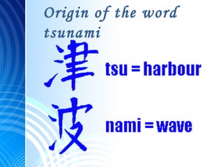 Origin of the word
tsunami
 
