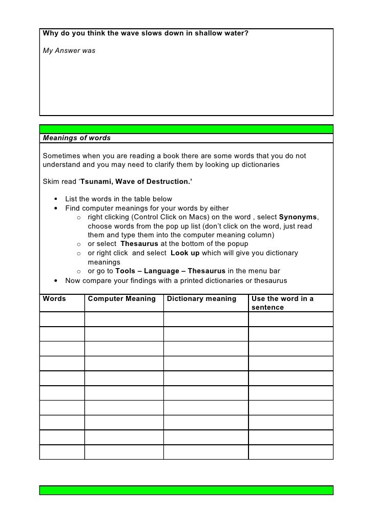 ClimbingNoob: Tsunami Activity Worksheet