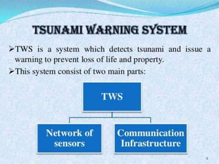 A tsunami warning system protects coastal areas around the ocean