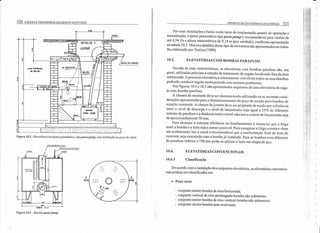 320 COLETA E TRANSPORTE DE ESGOTO SANITÁRIO
..
LAJ[ IUPERIOII
DOIALAo
d
2
Õ
..
1
0.110
í PISOS
.-,
. ..: .:',' ~.:': . . '. '. . .
Figura 10.2 - Elcvatória com ejetor pneumático, tipo pneu pUlllp, com instalação no poço de visita
$IFAOCll:2"
-SEAlPIPE-
SA:OADO ESGOTOO 7Smm
Figura 10.3 - Bomba pneu pUlllp
. PROJETO DE ESTAÇÕES ELEVA TÓRIAS 321
Por suas instalações e baixo custo tanto de implantação quanto de operação e
manutenção, o ejetor pneumático tipo pneu pump é recomendável para vazões de
até 4,54 tis e altura manométrica de 9,14 m (por unidade), conforme apresentado
na tabela 10.3. Maiores detalhes desse tipo de elevatória são apresentados no traba-
lho elaborado por Tsutiya (1989).
10.5. ELEVATÓRIAS COM BOMBAS PARAFUSO
Devido às suas características, as elevatórias com bombas parafuso são, em
geral, utilizadas próximo à estação de tratamento de esgoto localizada fora da área
urbanizada. O processo elevatório é inteiramente visível em todos os seus detalhes
podendo conduzir esgoto muito poluído sem maiores problemas.
Nas figuras 10.4 e 10.5 são apresentados esquemas de uma elevatória de esgo-
to com bomba parafuso.
A câmara de montante deve ser dimensionada utilizando-se as mesmas consi-
derações apresentadas para o dimensionamento do poço de sucção para bombas de
rotação constante. A câmara de jusante deve ser projetada de modo que a distância
entre o nível de descarga e o nível de lançamento.seja igual a 15% do diâmetro
externo do parafuso e a distância entre o nível máximo e o nível de lançamento seja
de aproximadamente 50 mm,
Para alcançar a máxima eficiência no bornbeamento é essencial que a folga
entre a bomba e o leito seja a menor possível. Para assegurar afolga correta e obter
um acabamento liso é usual e recomendável que a conformação final do leito de
concreto seja executada com a bomba já instalada. Pára as bombas com diâmetro
de parafuso inferior a 750 mm pode-se utilizar o leito em chapa de aço.
10.6. ELEVATÓRIAS CONVENCIONAIS
10.6.1 Classificação
De acordo com a instalação dos conjuntos elevatórios, as elevatórias convencio-
nais podem ser classificadas em:
• Poço seco:
- conjunto motor-bomba de eixo horizontal;
- conjunto vertical de eixo prolongado-bomba não submerso;
- conjunto motor-bomba de eixo vertical-bomba não submerso:
- conjunto motor-bomba auto ecorvante,
") -
Idllll,
)
;;I )
tIl I
,i!f I
IHJ'
I''f tJI' ,
li; fl" )
" '!lI'
i:*'llí )
!:íllql
Il li! I
i:I~11 )
!~'itI.
i' "1 )
khll!~~sIE, t
I H!W;",;~itf
! ifí! )
, Ii!Hj
,11!!I!
It' )
;1'11'ltli! )
Wj!
r I
)• 1 .•1
" [Pí
;; :JJ
)
: !IW
;hl;.d )
'rll
', ;L~;
. rq:~
'lth., u'l'
i f'!'• {ilt
! ",I
r t, i
)
! I'"
i ' )I, '
:I: "
)~ _1
",
)
)
)
)
)
)
)
)
)
)
 