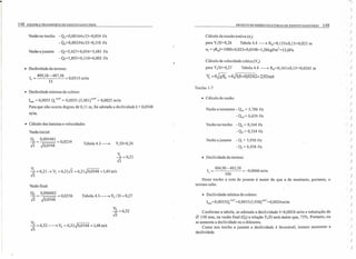 •
148 COLETA E TRANSPORTE DE ESGOTO SANITÁRIO PROJETO DE REDES COLETORAS DE ESGOTO SANITÁRIO 149
Vazão no trecho - Q'i=0,00164x33=0,054 eis
- Q'f=0,00334x33=0,1l0 eis
Cálculo da tensão trativa (c.)
para Y/D=0,26 Tabela 4.4 ----; RH=0,153xO,15=0,023 m
ai = yRHI= 1000xO,023xO,0548= I,26kgf/m2
= 12,6Pa
Vazão ajusante - Qi=5,427+0,054=:o5,48I fJs
- Qf=5,892+0, II 0=6,002 eis
Cálculo da velocidade crítica (Vc)
para Y ID=O,27 Tabela 4.4 ----; RH=O, 161 xO, 15=0,0242 m
'" =6Jg~, =6J9,8xO,0242=2,92m1s
• DecIividade do terreno:
I = 489,26-487,56 = °0515 mim
I 33 '
Trecho 1-7
• DecIividade mínima do coletor:
• Cálculo da vazão:
Imin= 0,0055 Qi-O.
47
= 0,0055 (5,481 )"0.47= 0,0025 mim
Para que não ocorra degrau de 0, l l m, foi adotada a declividade != 0,0548
mim.
Vazão a montante - Qmi = 5,786 eis
- Q",r= 6,624 Ris
. • Cálculo das laminas e velocidades Vazão no trecho - Q'i = 0,164 Ris
- Q'f = 0,334 eisVazão inicial:
.9i. = 0,005481 = °0234
,fI JO,0548 ' Tabela 4.3 ----; Y/D=0,26
Vazão a jusante - Qi = 5,950 Os
- Qr = 6,958 eis
V-
ir = 6,21
ir== 6,21 ~ Vi = 6,21,fI = 6,21JO,0548 = 1,45m1s
• Declividade do terreno:
I = 484,90 - 485,50 = -O 0060 mim
I 100 '
.Neste trecho a cota de jusante é maior do que a de montante, portanto, o
terreno sobe.Vazão final:
Qf = 0,006002 = O 0256
,fI JO,0548 '
Tabela 4.3 ~ Yf I D = 0,27 • Declividade mínima do coletor:
Imin=0,0055 Qi·0,47=0,0055 (5,950)'°,47 =0,0024 mim
Vf = 6 32
,fI , Conforme a tabela, se adotada a declividade 1=0,0024 mim e tubulação de
o 150 mm, na vazão final (Qf) a relação YID será maior que, 75%. Portanto, ou
se aumenta a declividade ou o diâmetro.
Como nos trecho a jusante a dec1ividade é favorável, iremos aumentar a
declividade.
ir = 6,32~ Vf = 6,32JO,0548 = 1,48 mls
I )
)
)
, )
)
')
()
I)
)
I)
)
( )
)
r)
)
')
. ( )
, )
)
)
1 )
()
)
, )
( )
I)
)
)
I )
)
, )
)
I)
 