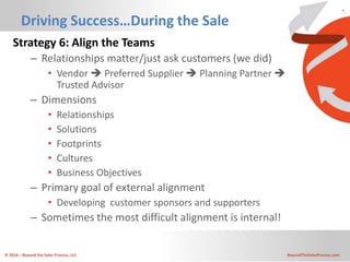 © 2016 – Beyond the Sales Process, LLC BeyondTheSalesProcess.com
Driving Success…During the Sale
Strategy 6: Align the Tea...