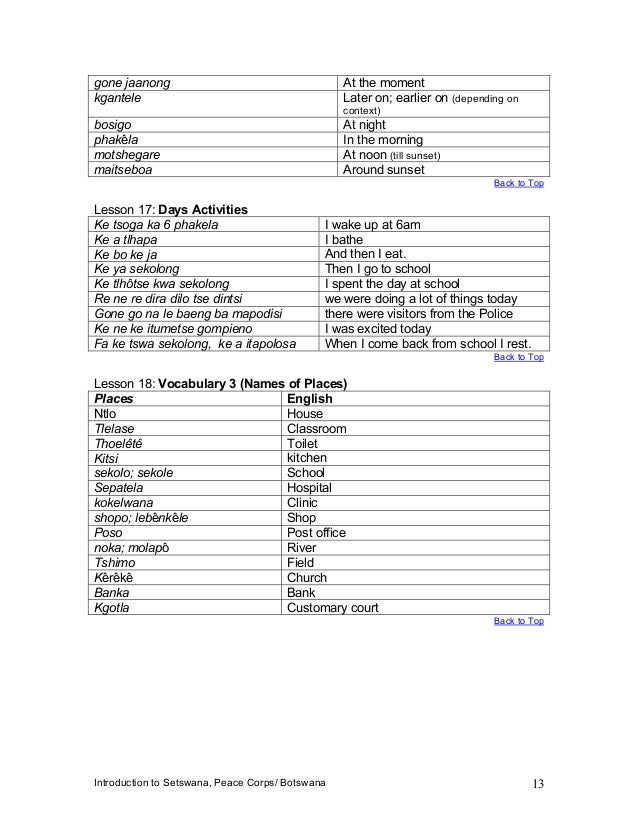 Basic Tswana Language Course