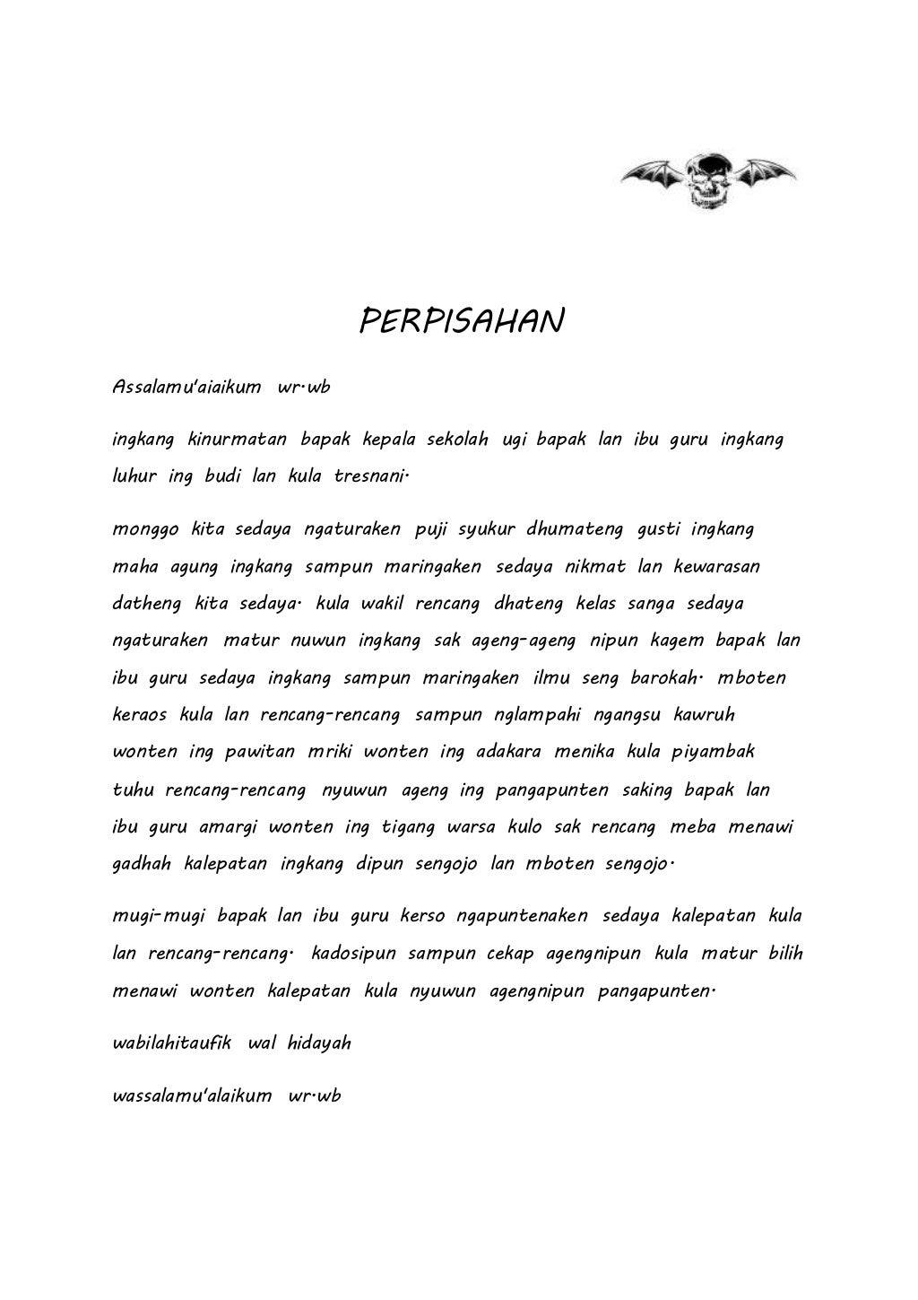 Pidato Bahasa Jawa Singkat