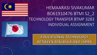 HEMAARASI SIVAKUMAR
BO61910476 BTMI S2_2
TECHNOLOGY TRANSFER BTMP 3283
INDIVIDUAL ASSIGNMENT
 