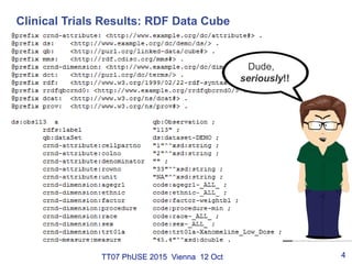TT07 PhUSE 2015 Vienna 12 Oct
Clinical Trials Results: RDF Data Cube
4
Dude,
seriously!!
 