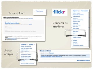 Fazer upload


                 Conhecer os
                 arredores




Achar
amigos
 