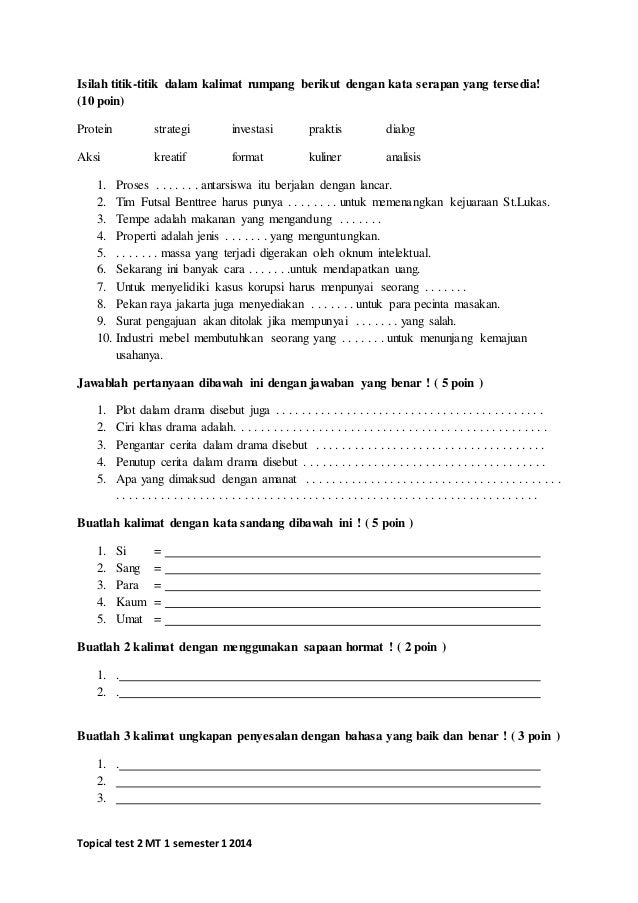 Soal Uts Kelas 8 Smp