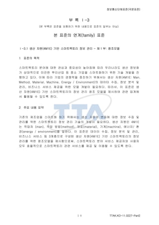 ????????(????)
TTAK.KO-11.0227-Part2
? ? -3
(? ??? ??? ???? ?? ???? ??? ??? ??)
? ??? ??(family) ??
-3.1 ?? ??(4M1E) ?? ?????? ?? ?? C ? 1 ?: ????
1 ??? ??
?????? ??? ?? ??? ???? ???? ?? ????? ?? ???
? ????? ??? ???? ? ?? ??? ?????? ?? ?? ??? ?
??? ??. ?? ?? ??? ???? ???? ???? ?? ??(4M1E: Man,
Method, Material, Machine, Energy / Environment)? ??? ??, ?? ?? ?
??, ???? ??? ??? ?? ?? ??? ????. ???, ? ??? ?
? ??(4M1E) ?? ??????? ?? ?? ?? ??? ???? ?? ???
? ??? ? ??? ??.
2 ?? ?? ??
??? ???? ???? ?? ???? ?? ??? ??? ?? ?? ?? ?
??? ?? ?????? ?? ?? ??? ??? ????. ?? ??? 4M1E
? ??? (man), ?? ??(method), ??(material), ??(machine), ???/ ?
?(energy / environment)? ???. ? ??? ??? ??, ?? ?? ? ??,
???? ??? ? 3???? ??? ?? ??(4M1E) ?? ??????? ??
??? ?? ????? ??????, ?????? ?? ??? ???? ???
?? ????? ?????? ?? ???? ?? ? ??? ? ??? ??.
 