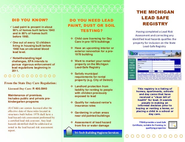 Lead paint testing brochure