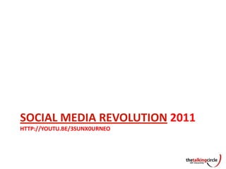 Social media revolution 2011http://youtu.be/3SuNx0UrnEo 