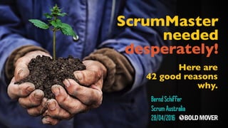ScrumAustralia
Here are 
42 good reasons 
why.
BerndSchiffer
28/04/2016
ScrumMaster
needed 
desperately!
 