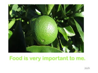 Food is very important to me.
                            Josh
 