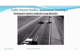Traffic Volume Studies: Automated Counting 2
Permanent Counters: Inductive Loop Detectors
Fall 2021/ ElDessouki 157
. TTENG 441 Traffic Engineering
 