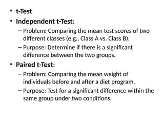 t_Test and one way and two way ANOVA test | PPTX