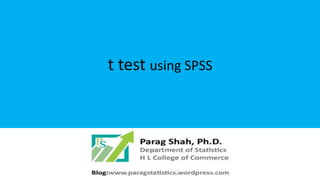 t test using SPSS
 