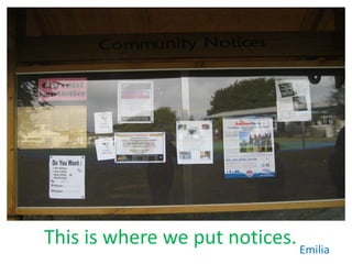 This is where we put notices. Emilia
 