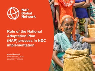 Role of the National
Adaptation Plan
(NAP) process in NDC
implementation
Anne Hammill
February 14th, 2019
Zanzibar, Tanzan...
