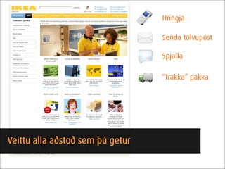 Hringja

                                  Senda tölvupóst

                                  Spjalla

                                  “Trakka” pakka




Veittu alla aðstoð sem þú getur
 