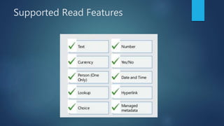 Supported Read Features
 