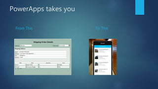 PowerApps takes you
From This To This
 