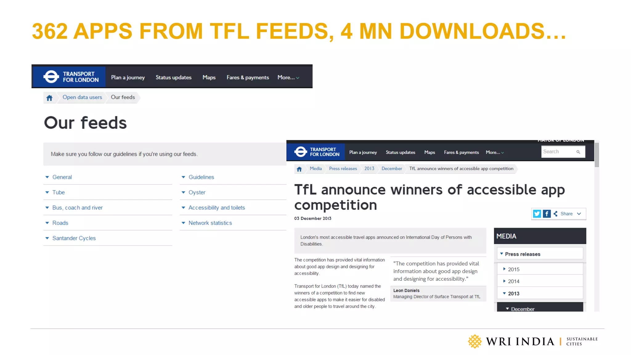 362 APPS FROM TFL FEEDS, 4 MN DOWNLOADS…