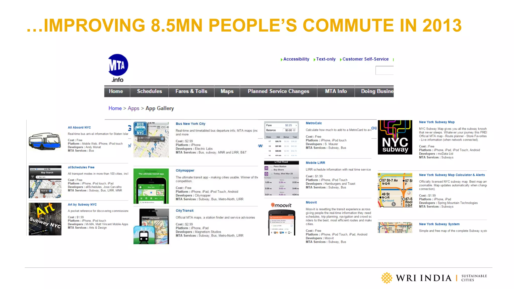 …IMPROVING 8.5MN PEOPLE’S COMMUTE IN 2013