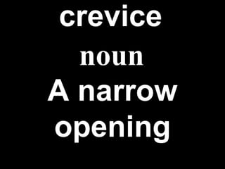 crevice   A narrow opening noun 